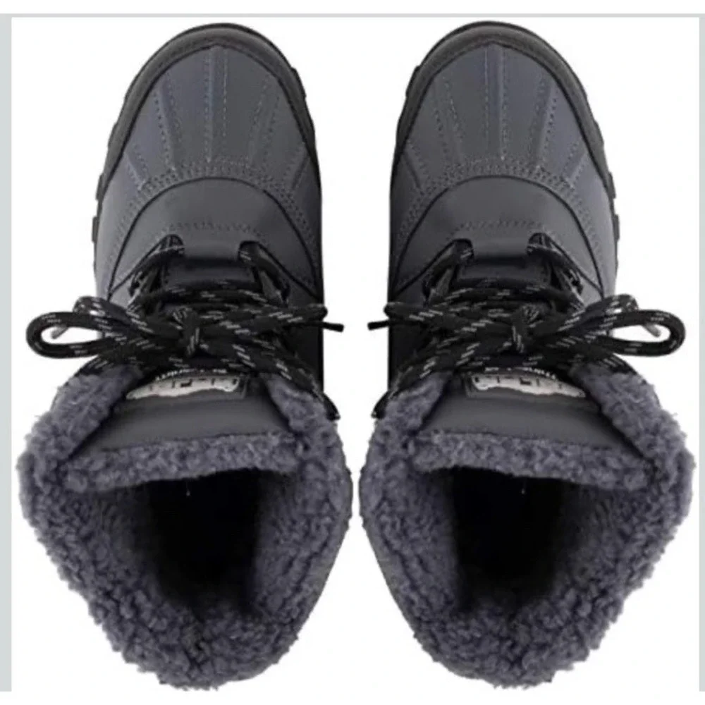 Polar Winter Boots Gray Lace Up Faux Fur Lined Low Heel Outdoor Snow/Rain W 9 M7